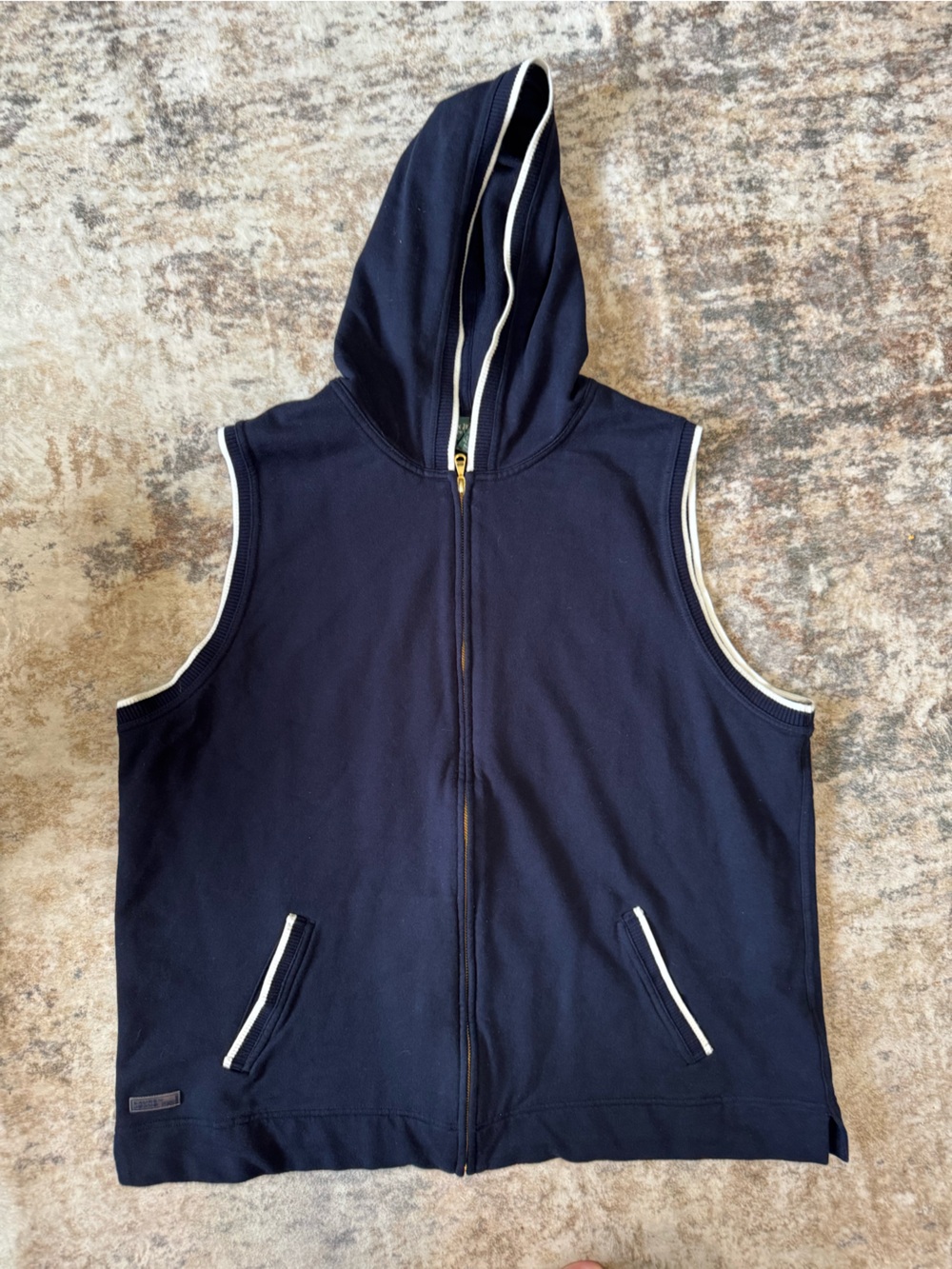 Vintage Y2K Ralph Lauren Navy Sleeveless Zip Hoodie/vest Gorpcore Preppy Sporty